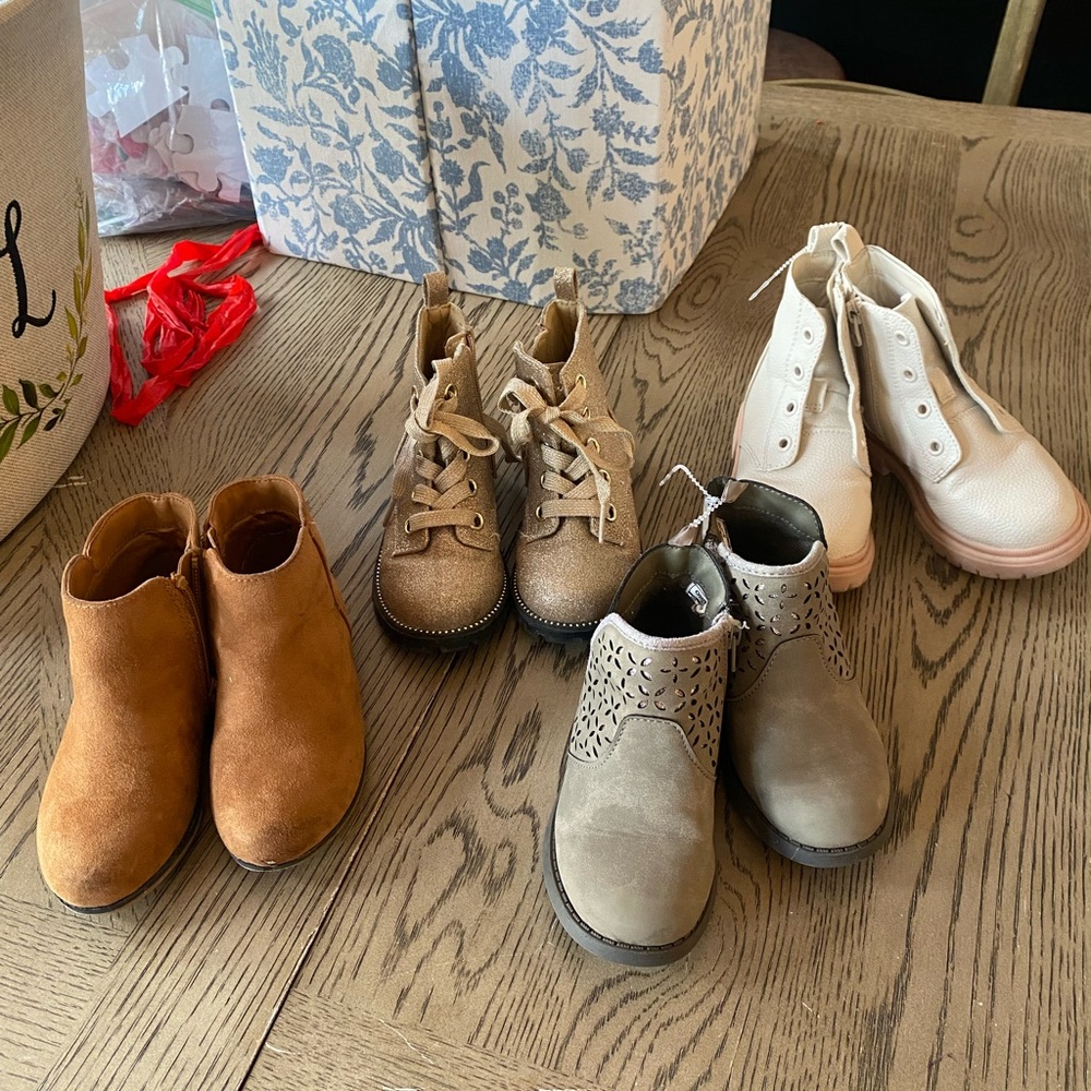 Four pairs of toddler girl boots, size 9
